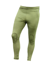 Load image into Gallery viewer, Green leggings with knee pads on a white background